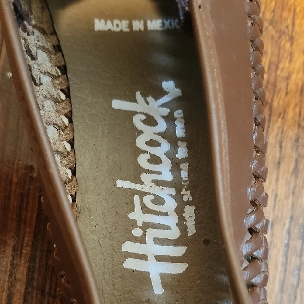 Hitchcock Wide Shoes Brown and White Slip-On Loafers with Woven Design
